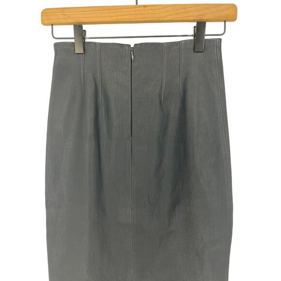 Veronica Beard Kaliyah Navy Leather Pencil Skirt - Picture 13 of 14